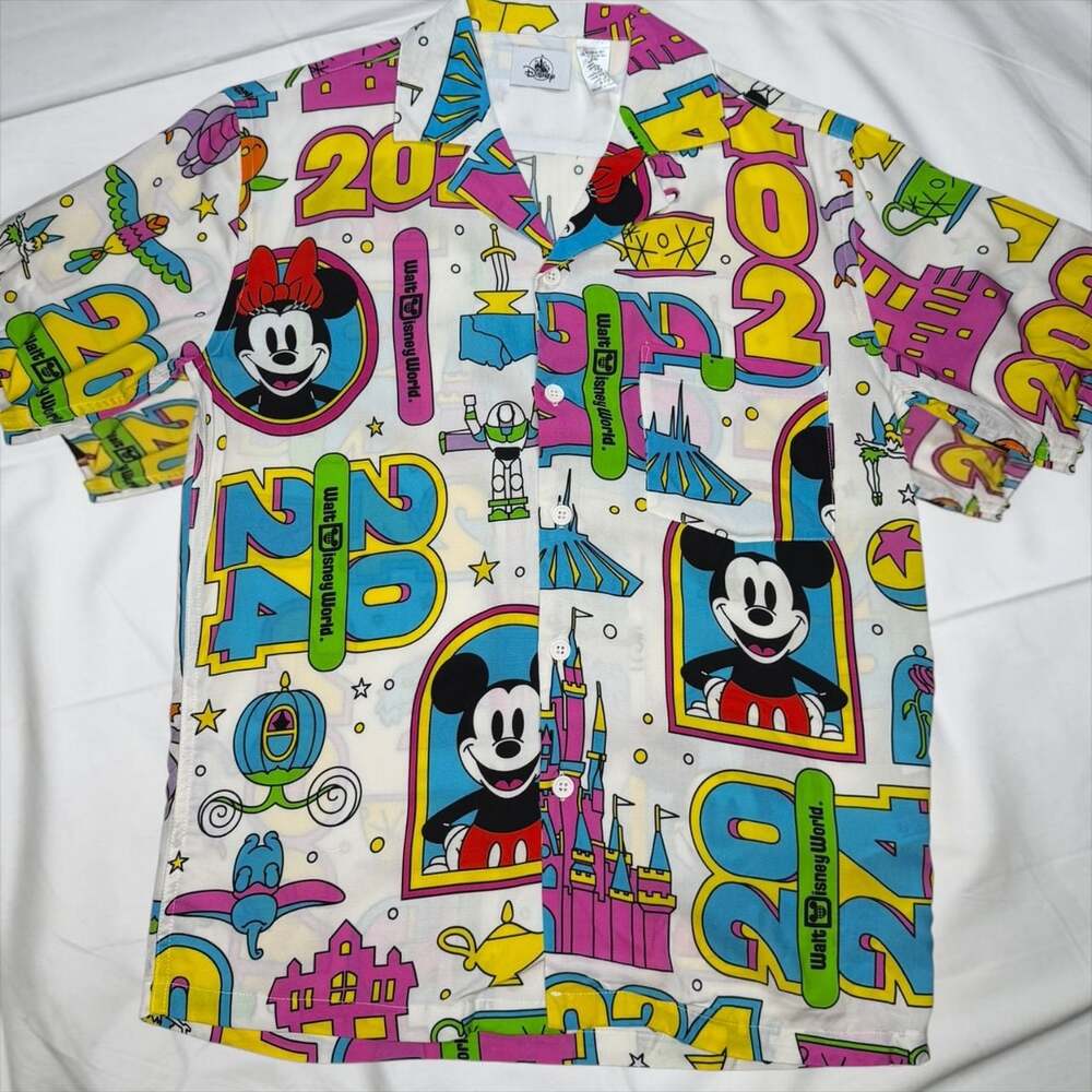 Disney Parks 2024 Walt Disney World Button Up Shirt Adult S NWT Mickey Minnie